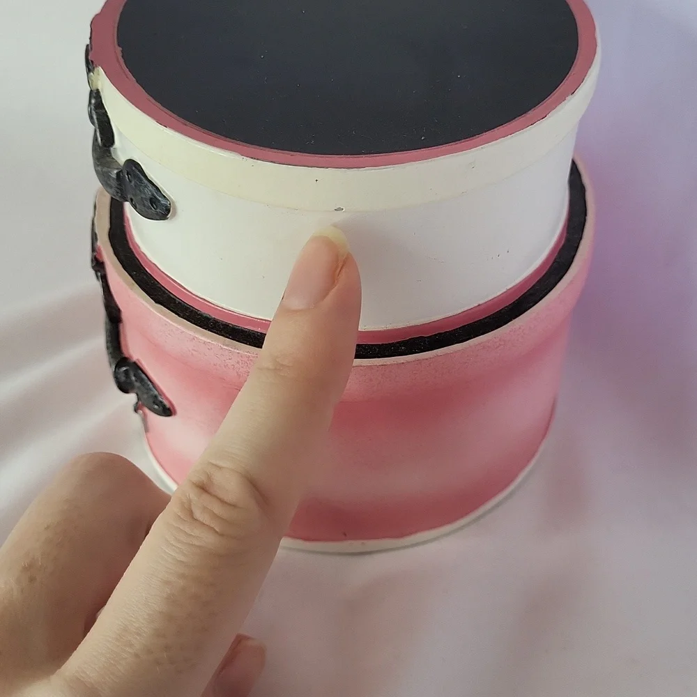 Cotton ball jar Shopping Spree Sears 2006 Pink black decor 4 x 4